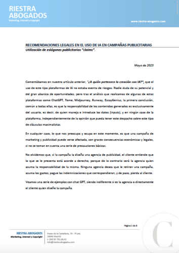 Recomendaciones legales en el uso de IA en campañas publicitarias