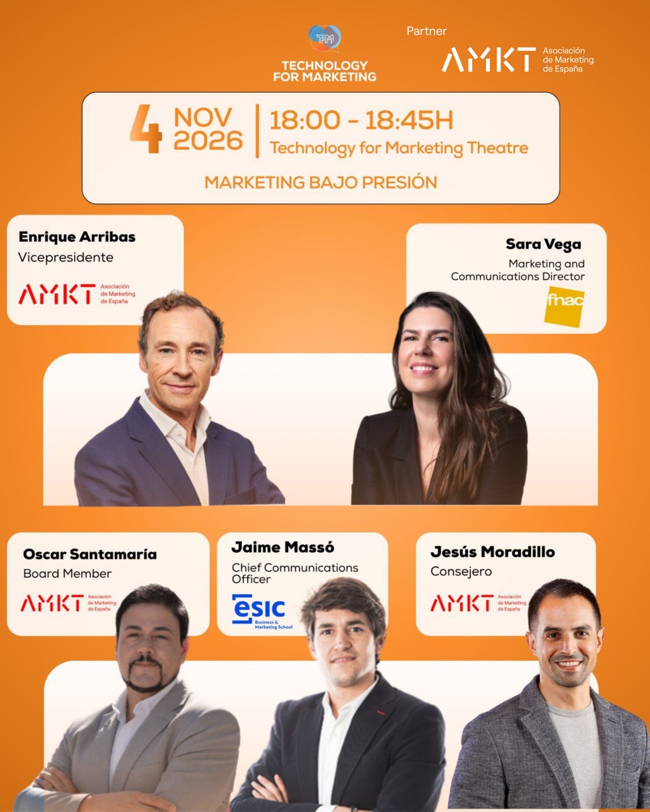 Marketing bajo presión. Mesa redonda con Enrique Arribas, Sara Vega, Óscar Santamaría, Jaime Massó y Jesús Moradillo